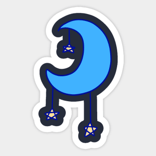 Blue Moon with Stars Sticker